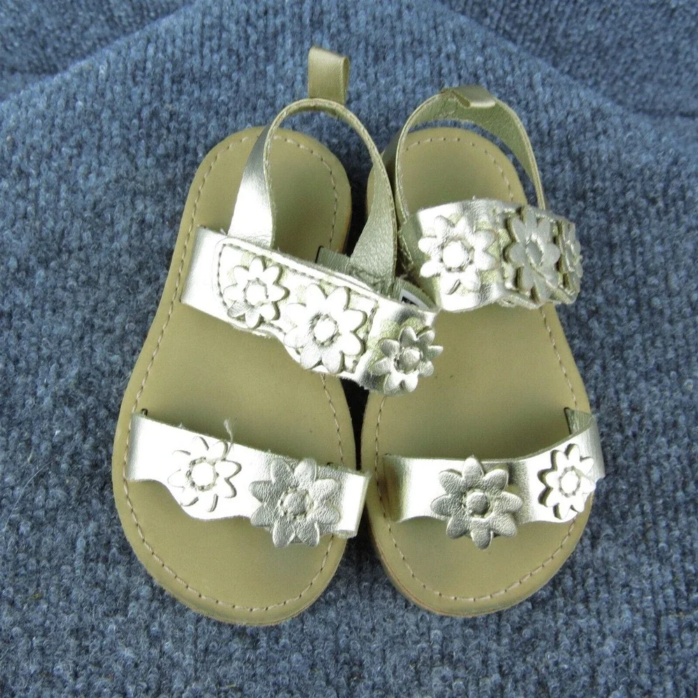 Carter's Ankle‎ Strap Shoes Gold Synthetic Hook & Loop Size T 6 Medium